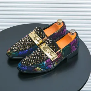 Rivet Decor Colored Suede Loafers