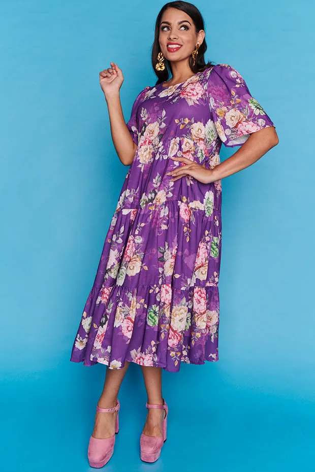 Saturn Antique Purple Floral Dress