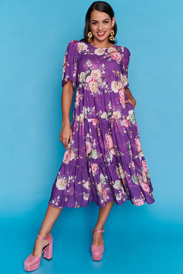 Saturn Antique Purple Floral Dress