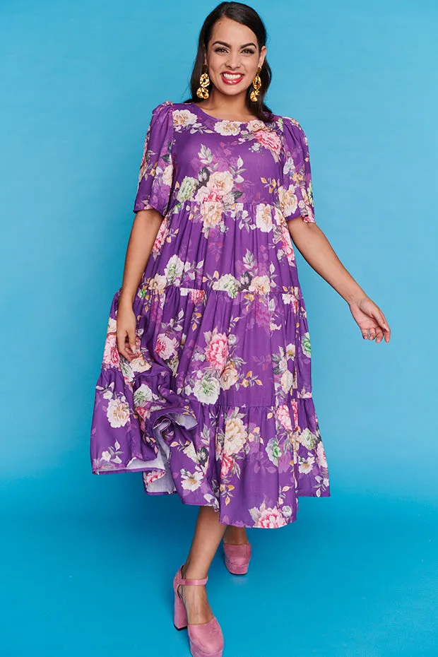 Saturn Antique Purple Floral Dress