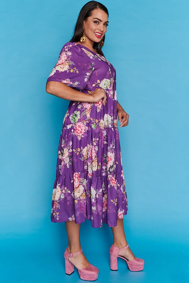 Saturn Antique Purple Floral Dress