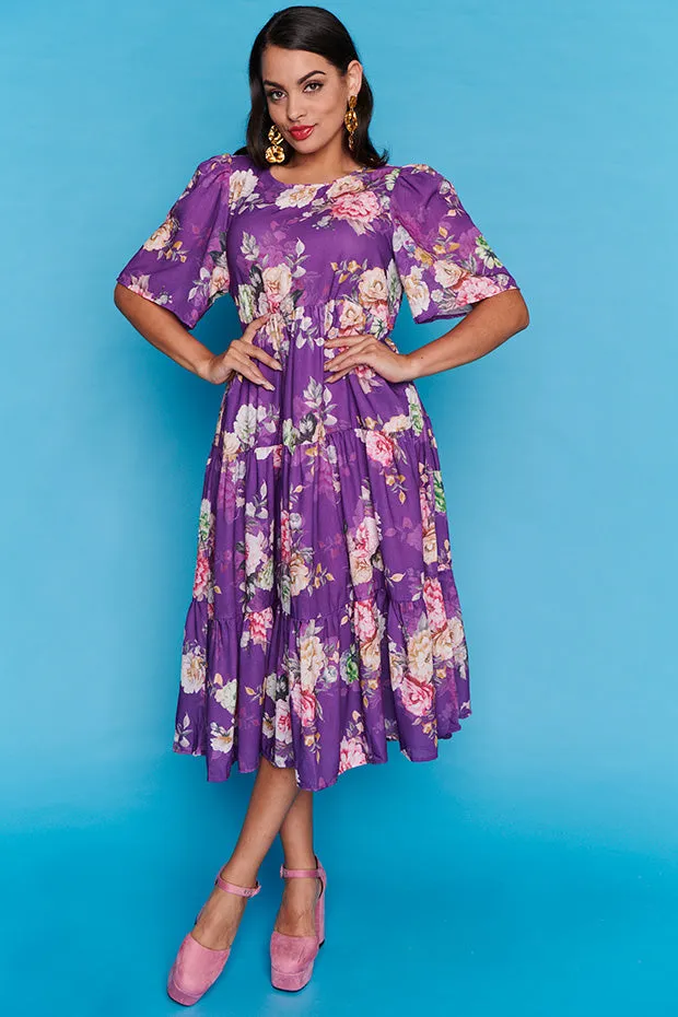 Saturn Antique Purple Floral Dress