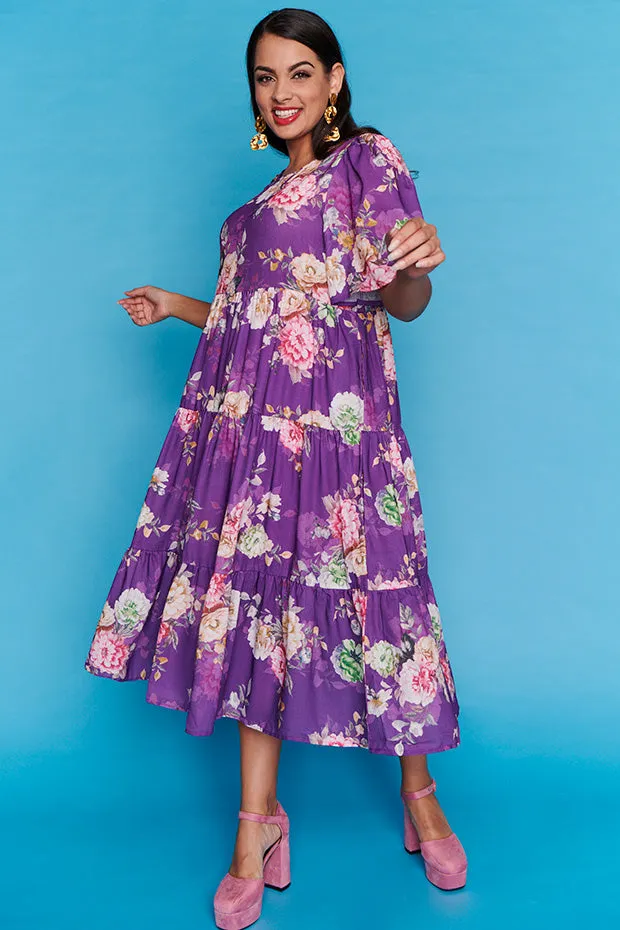 Saturn Antique Purple Floral Dress