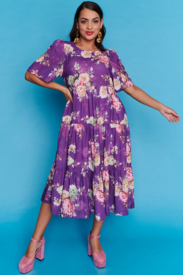 Saturn Antique Purple Floral Dress