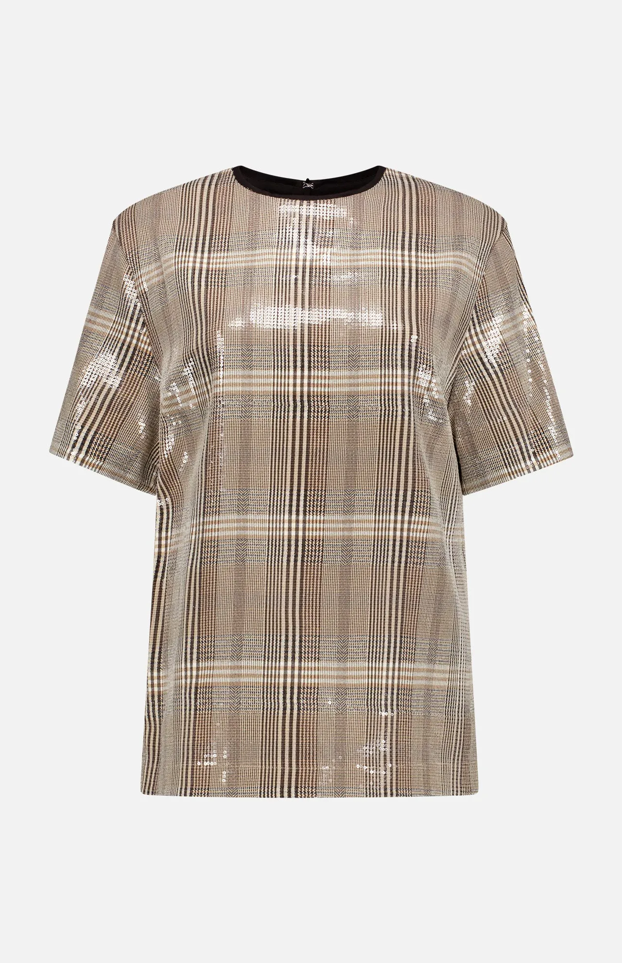 Sequin Plaid Boxy Tee