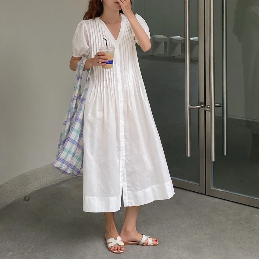 Summer Blush Pleated Relaxed Dress