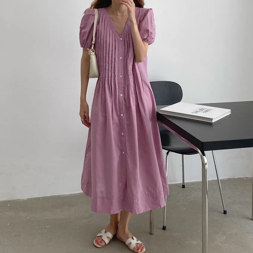 Summer Blush Pleated Relaxed Dress