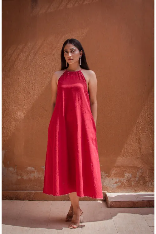 Urmul'Mahjabeen' Laal Ishq Cotton halter neck dress.