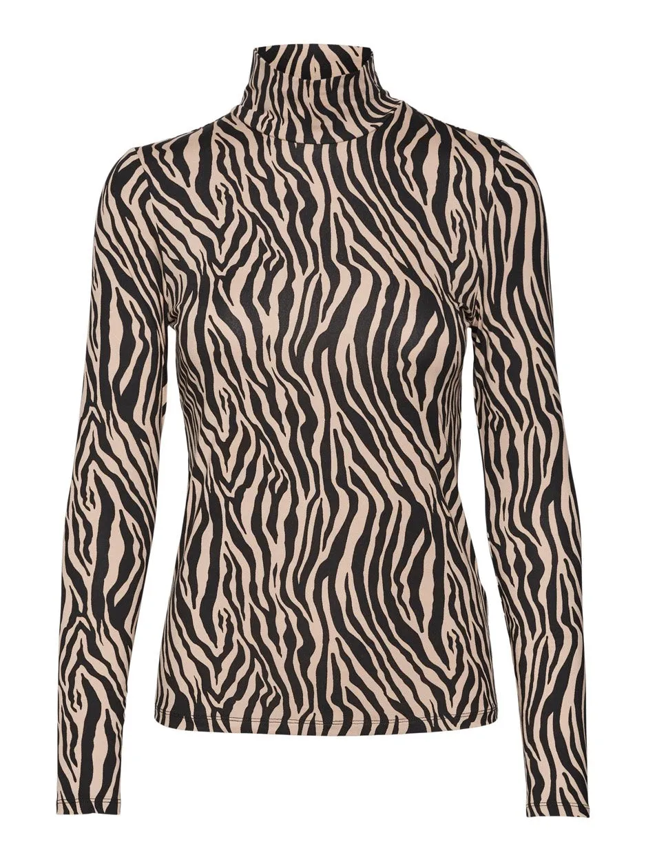 Vmina Ls Highneck Top Jrs Boo - Zand Dessin