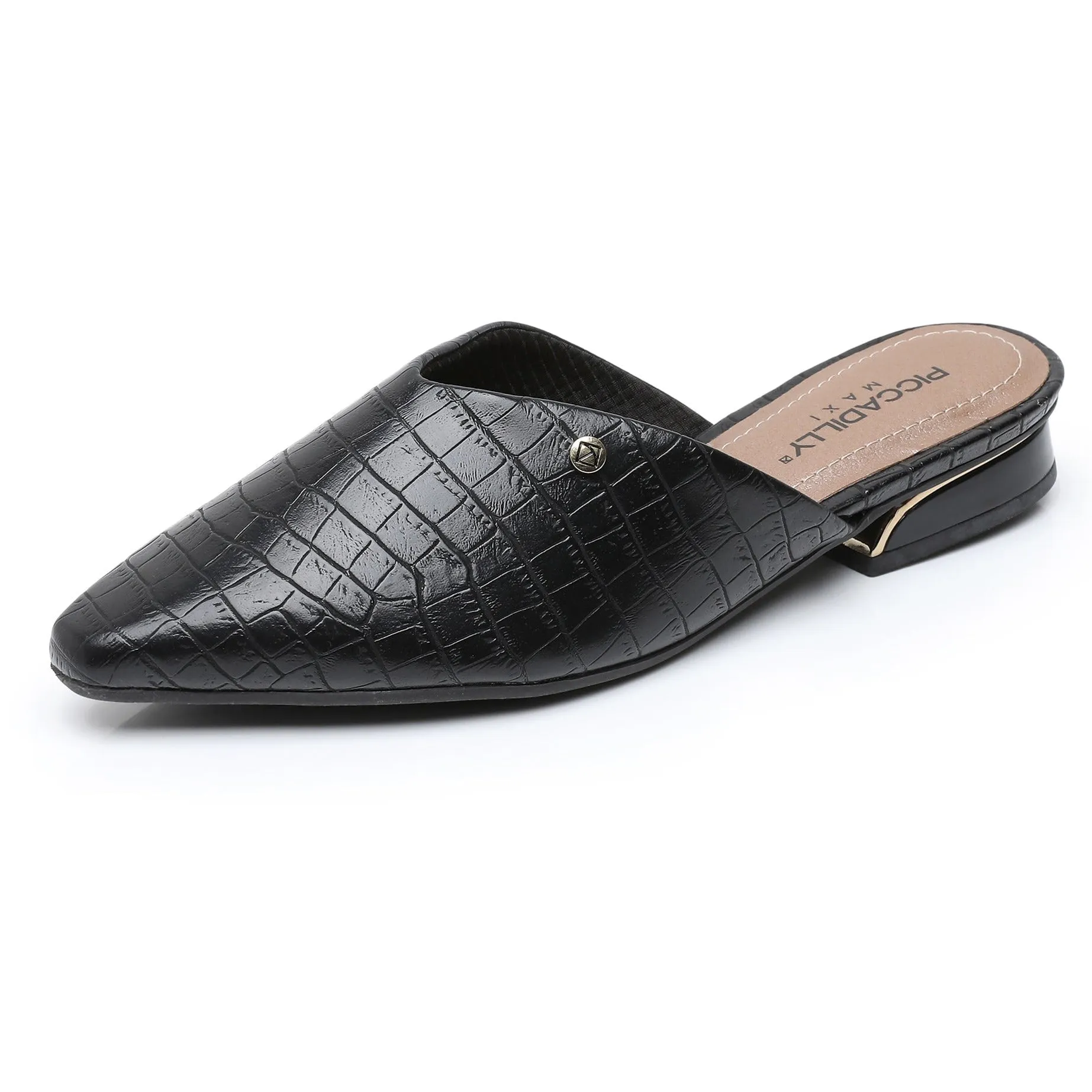 Voguish Mule Flats - Black Croco (279.001-12)