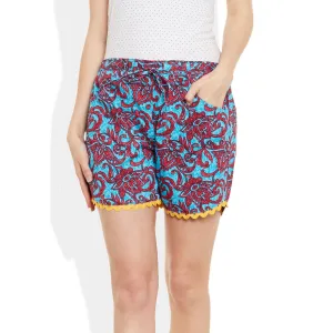 Womens Cotton Printed Beach Shorts Summer Pants Indian X- Large Size,W-CSRTXL-2821