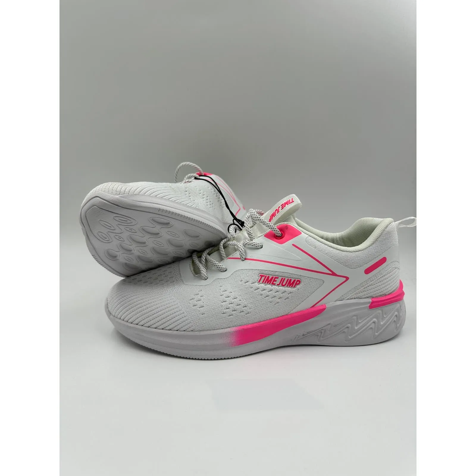 Women's Size 9, White Sneaker with Pink Accents and White & Gray Laces