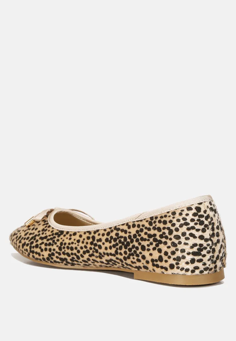 Ziggy Animal Print Flat Bow Ballerinas