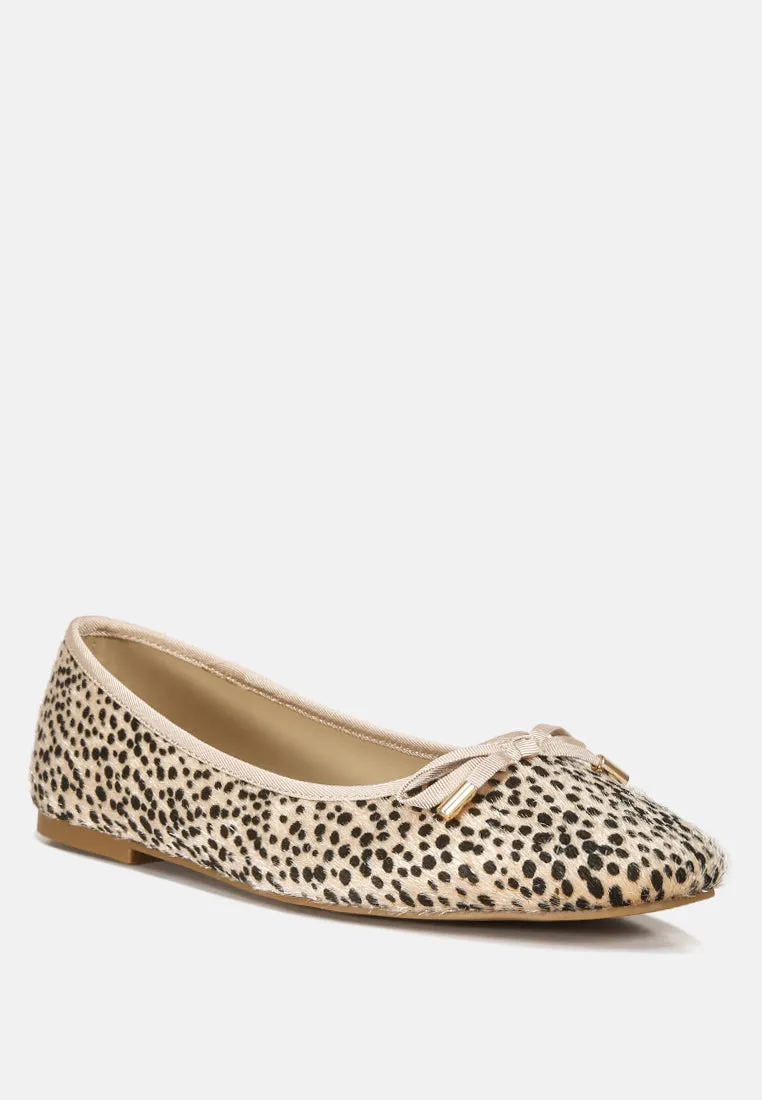 Ziggy Animal Print Flat Bow Ballerinas